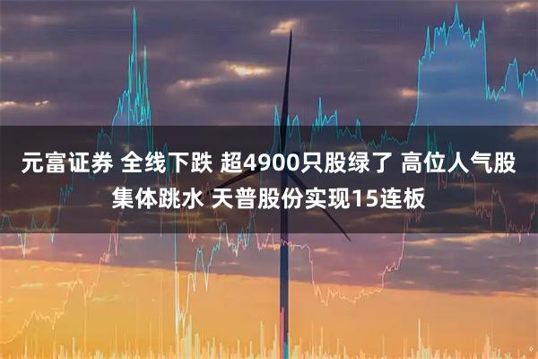 元富证券 全线下跌 超4900只股绿了 高位人气股集体跳水 天普股份实现15连板