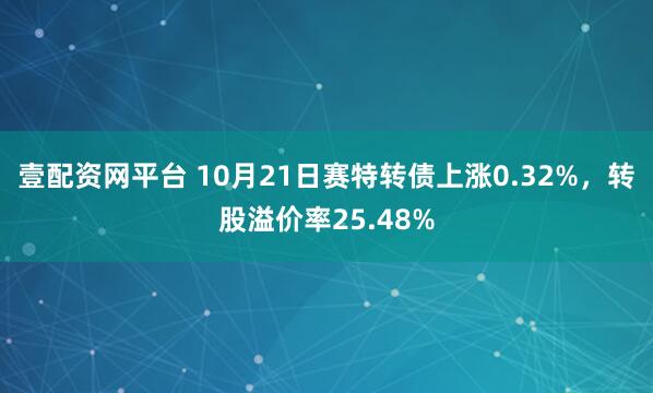 壹配资网平台 10月21日赛特转债上涨0.32%，转股溢价率25.48%