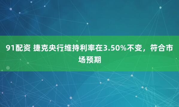 91配资 捷克央行维持利率在3.50%不变，符合市场预期