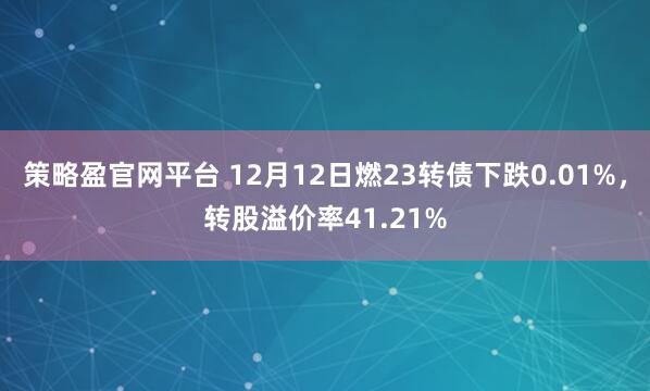 策略盈官网平台 12月12日燃23转债下跌0.01%，转股溢价率41.21%